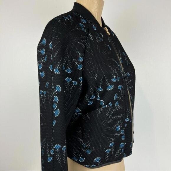 Juicy Couture Women's Size S Black Blue Floral Mesh Bomber Jacket Full Zip Mesh - Picture 7 of 9